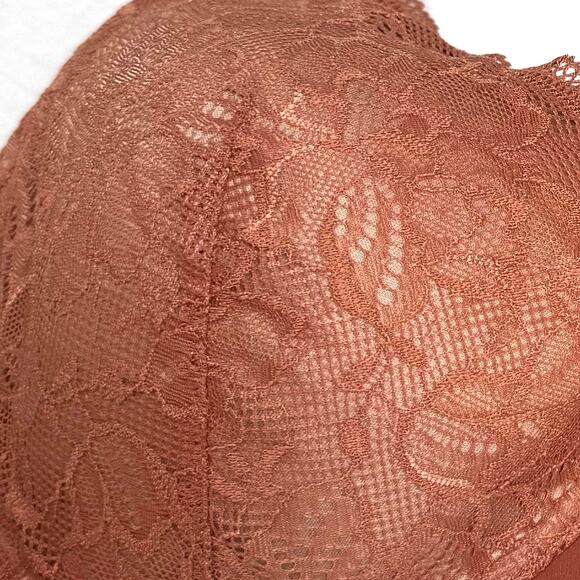 ThirdLove Graphic Lace Plunge Underwire Foam Molded Cups Bra Clay Rust Women 40D - Picture 4 of 11